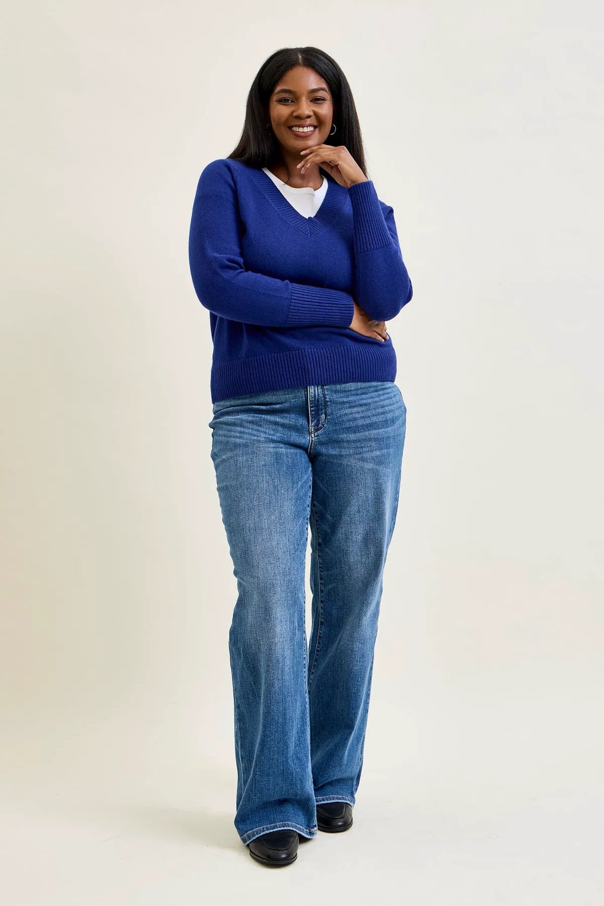Kimberly V-Front Straight Jeans - PLUS