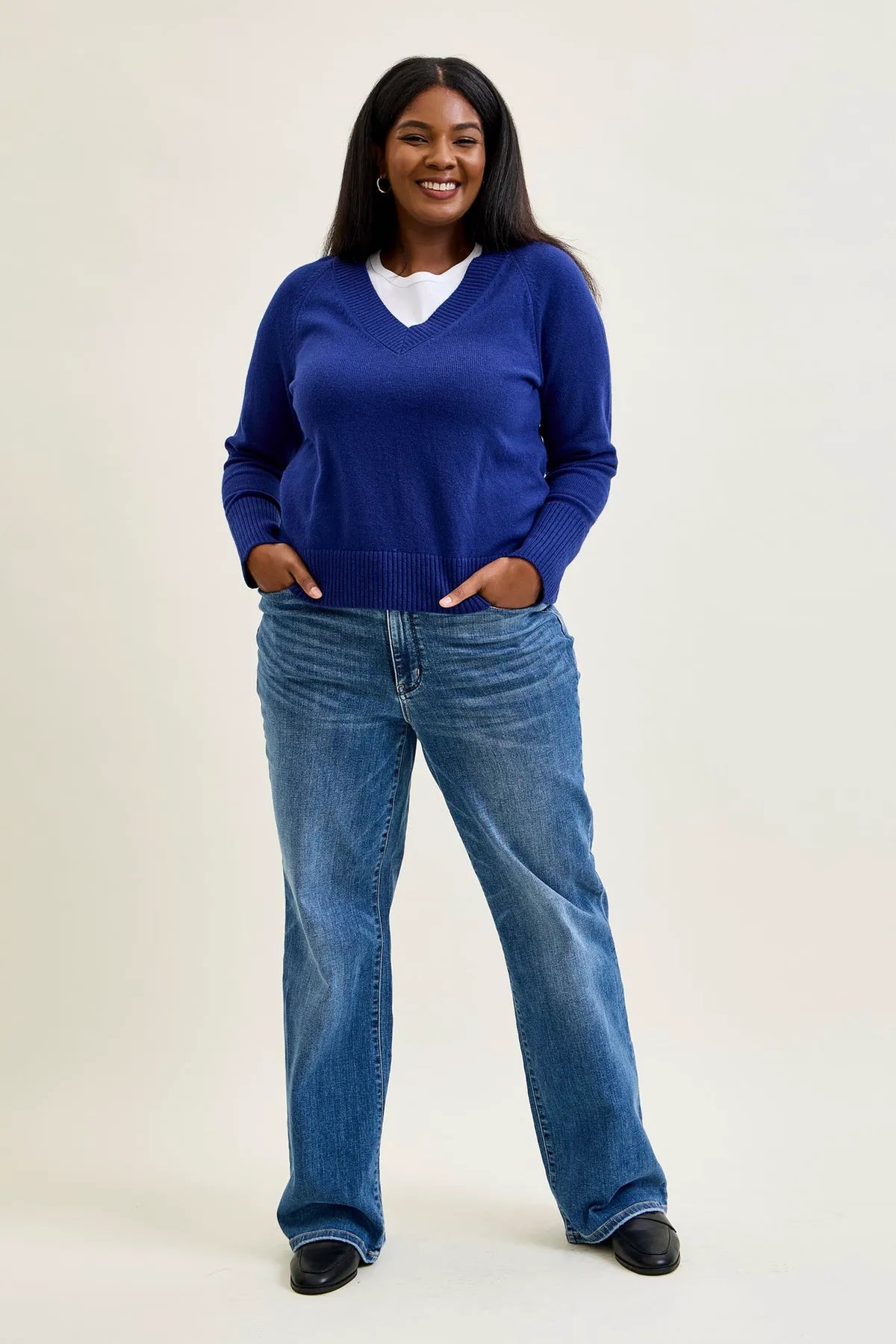 Kimberly V-Front Straight Jeans - PLUS