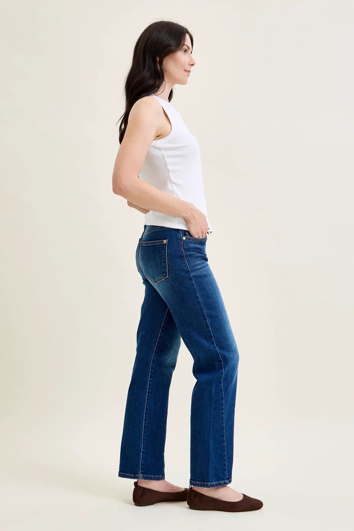 Kimberly Side Seam Detail Straight Jeans