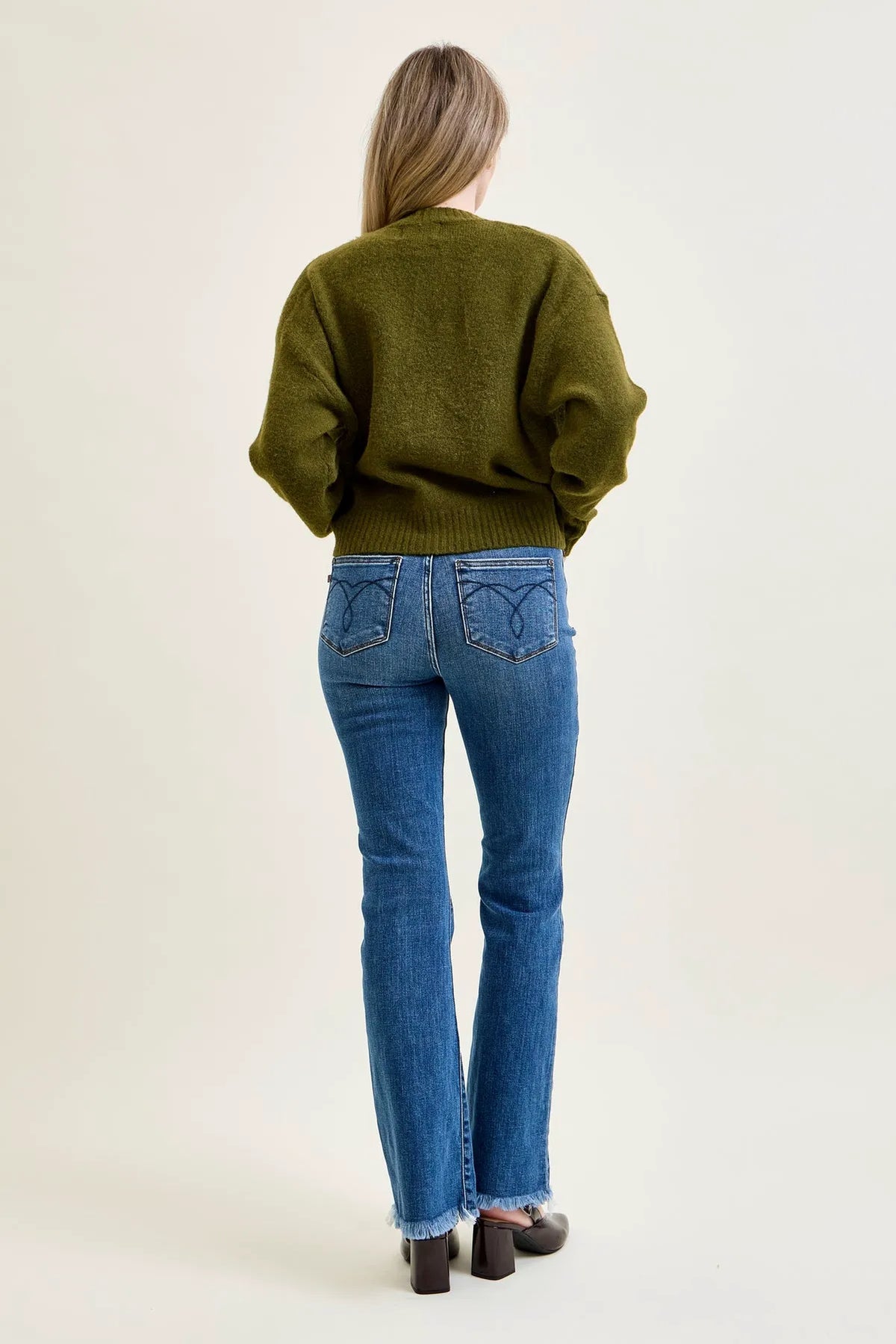 Daisy Bootcut with Double-Button Waist and Frayed Hem