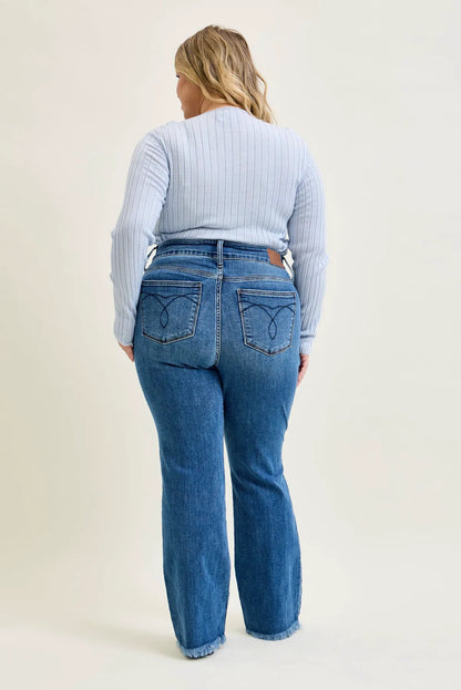 Daisy Bootcut with Double-Button Waist and Frayed Hem - PLUS