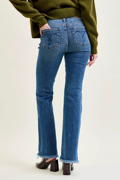 Daisy Bootcut with Double-Button Waist and Frayed Hem