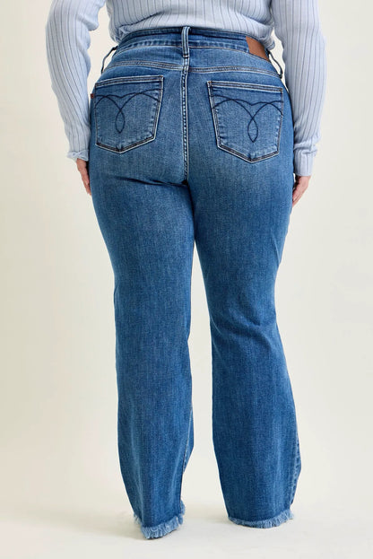 Daisy Bootcut with Double-Button Waist and Frayed Hem - PLUS