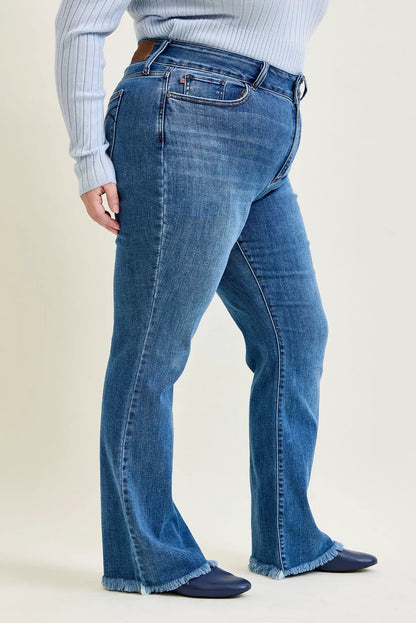 Daisy Bootcut with Double-Button Waist and Frayed Hem - PLUS