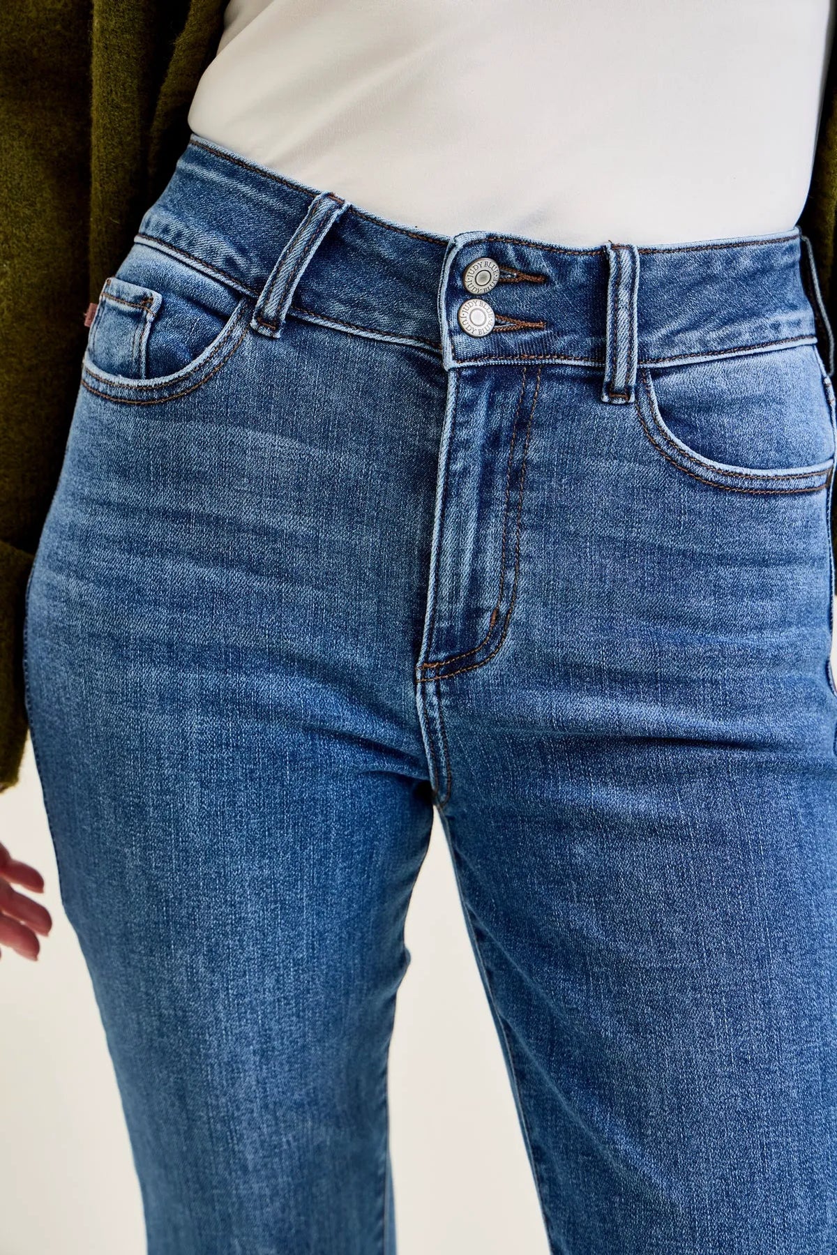 Daisy Bootcut with Double-Button Waist and Frayed Hem
