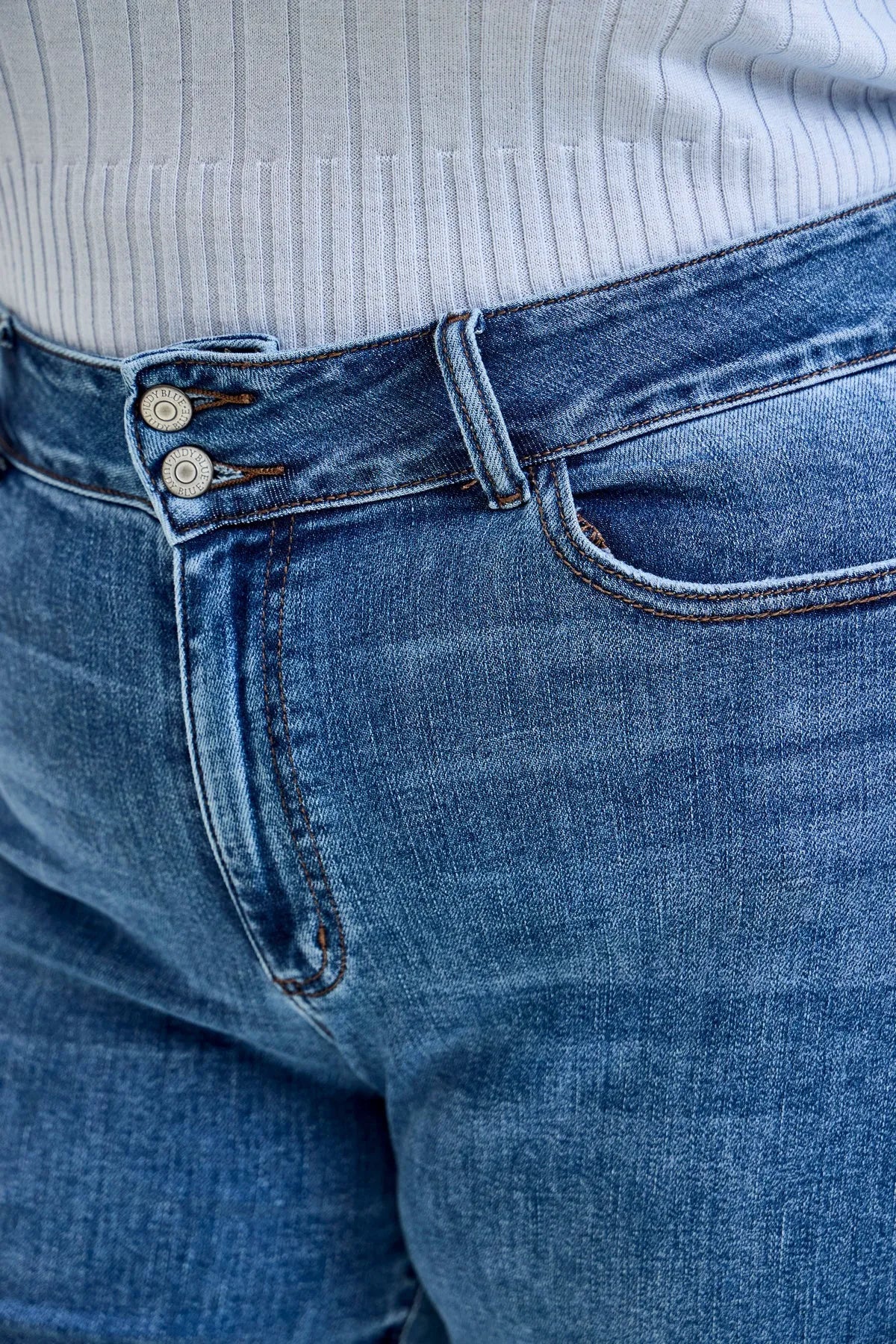 Daisy Bootcut with Double-Button Waist and Frayed Hem - PLUS