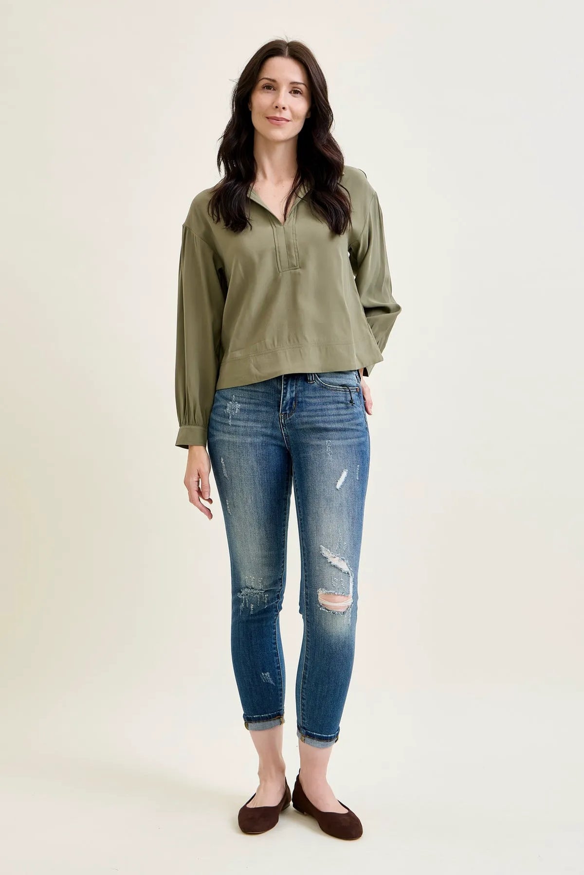Angie Relaxed Fit Distressed Jeans