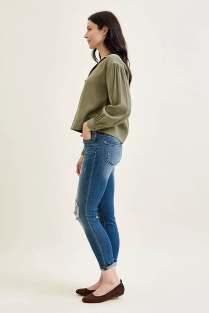 Angie Relaxed Fit Distressed Jeans
