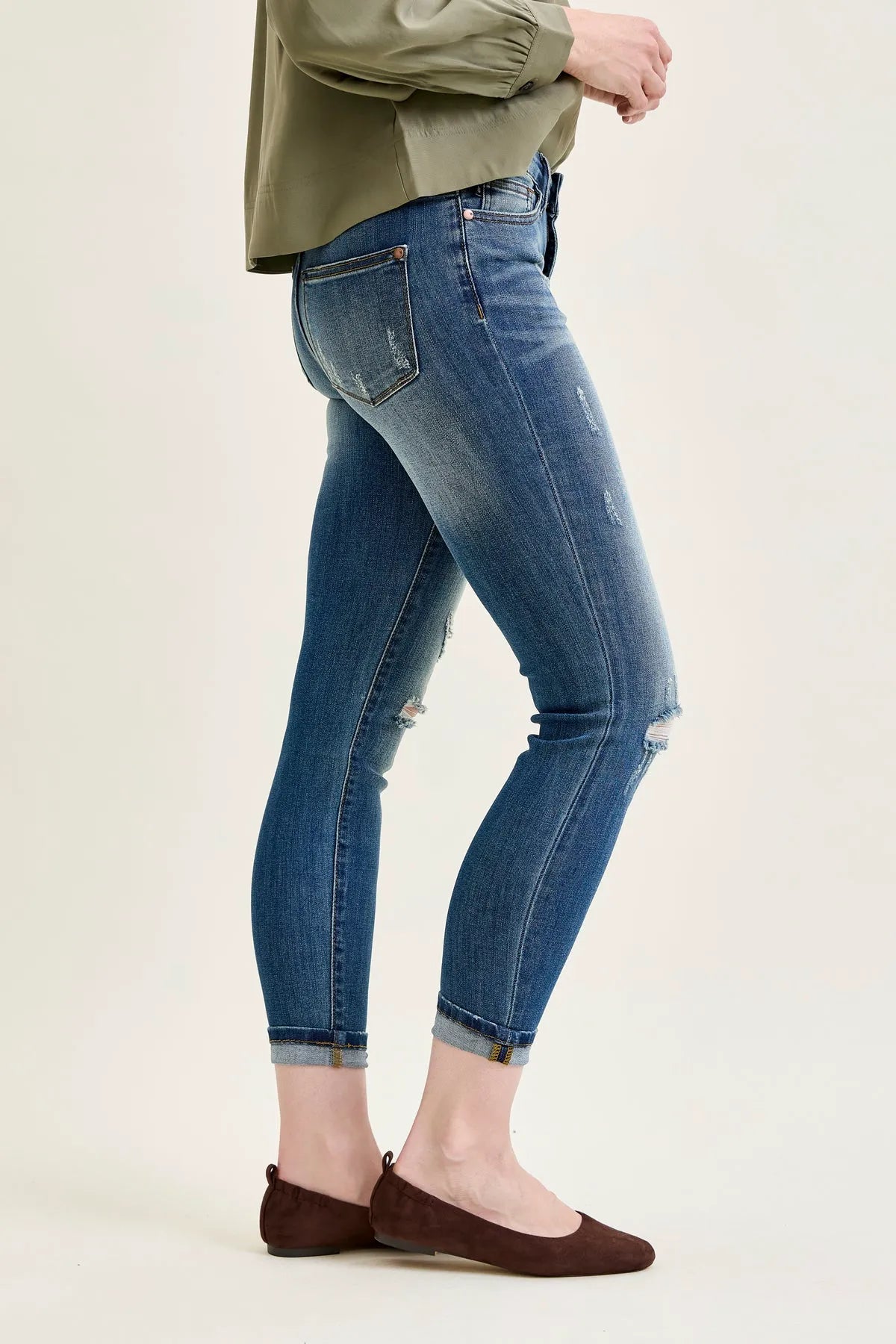 Angie Relaxed Fit Distressed Jeans