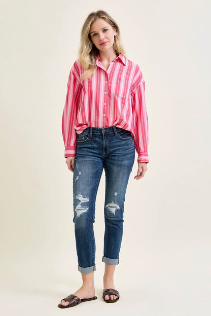 Billie Distressed Boyfriend with Cuffed Hem