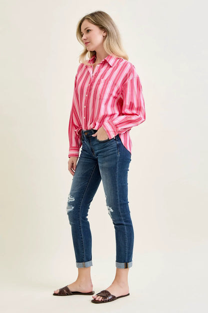 Billie Distressed Boyfriend with Cuffed Hem