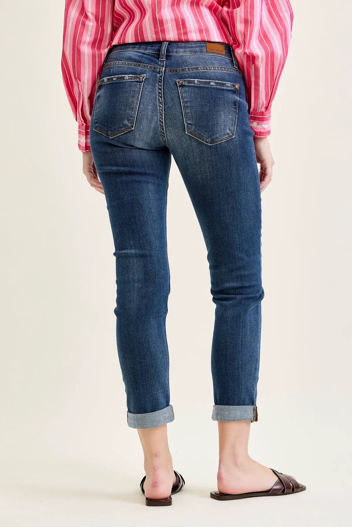 Billie Distressed Boyfriend with Cuffed Hem