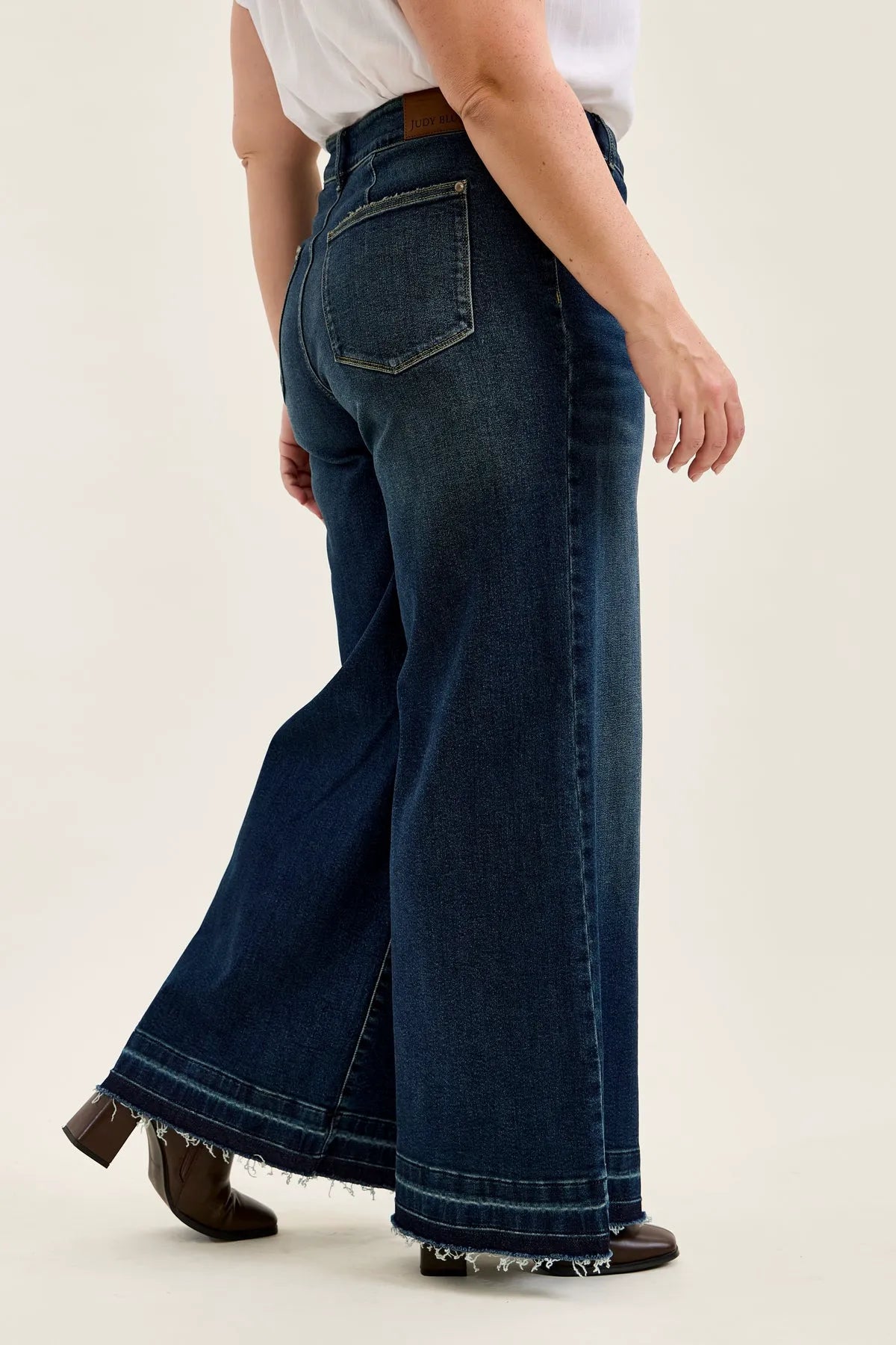 Liza Palazzo Jeans with Front Patch Pockets - PLUS