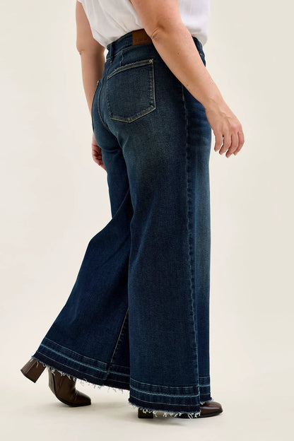 Liza Palazzo Jeans with Front Patch Pockets - PLUS
