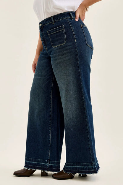 Liza Palazzo Jeans with Front Patch Pockets - PLUS