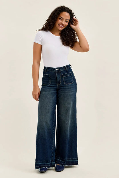 Liza Palazzo Jeans with Front Patch Pockets