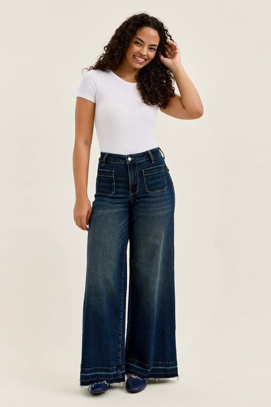 Liza Palazzo Jeans with Front Patch Pockets