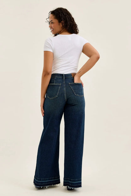 Liza Palazzo Jeans with Front Patch Pockets
