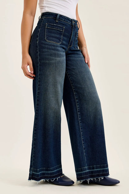 Liza Palazzo Jeans with Front Patch Pockets