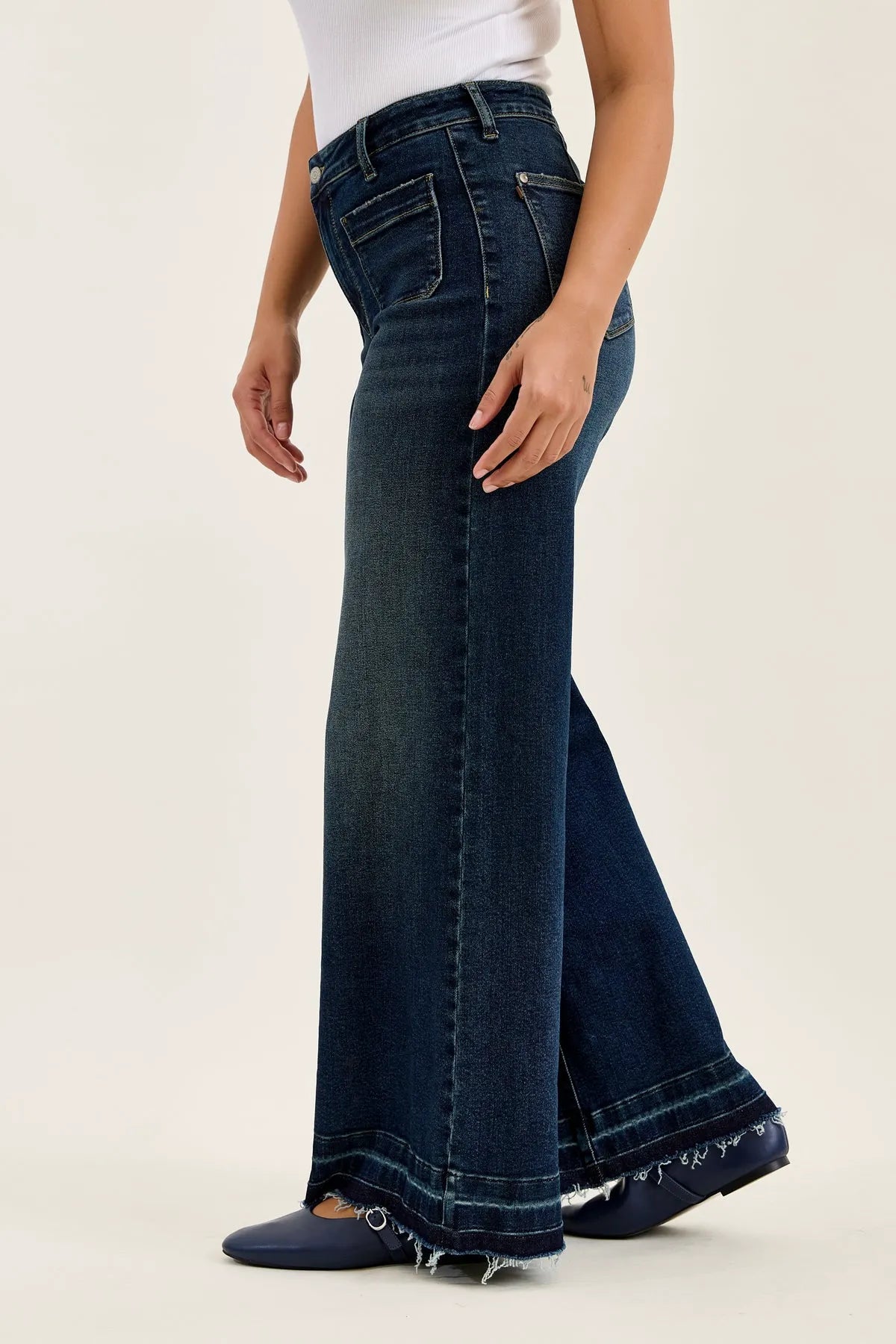 Liza Palazzo Jeans with Front Patch Pockets