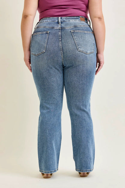 Daisy Stone Wash Ripped Bootcut Jeans - PLUS