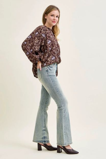 Charlotte Tinted Pin Tack Detail Flare Jeans