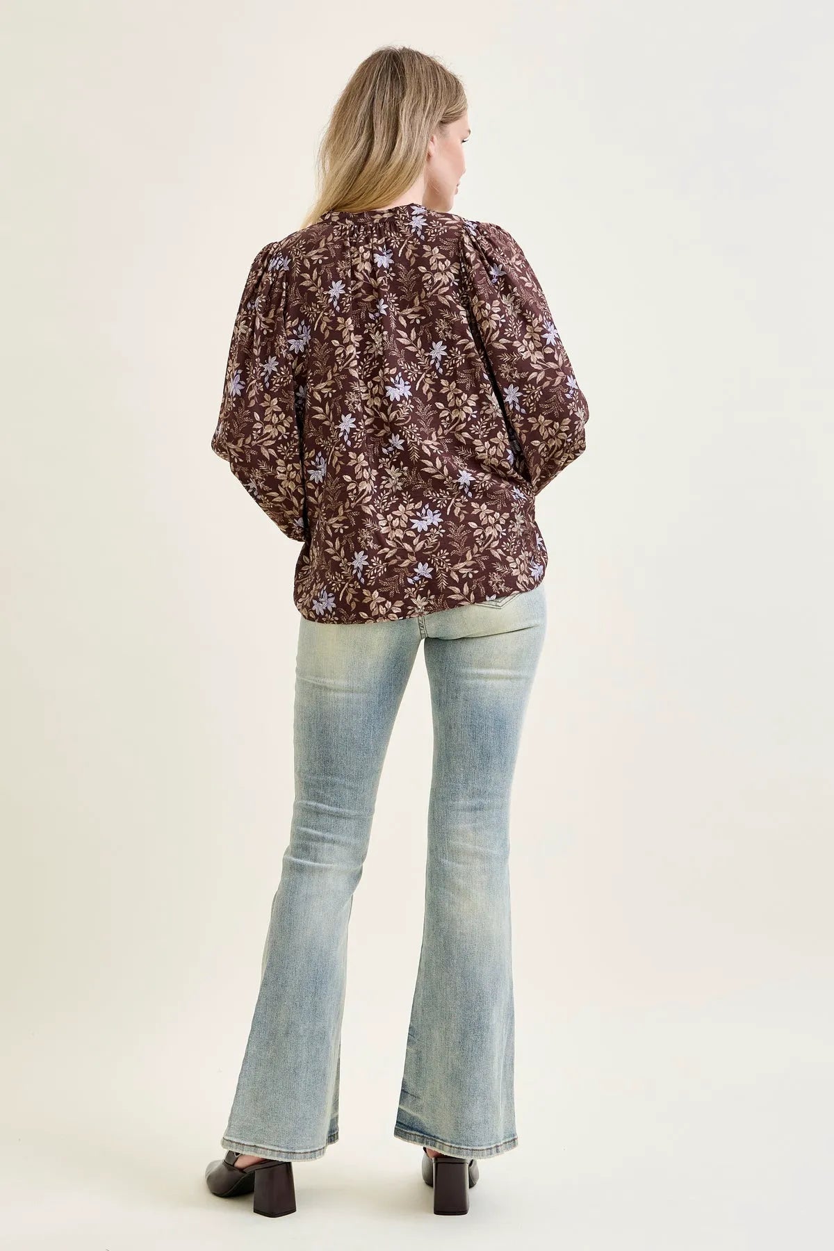 Charlotte Tinted Pin Tack Detail Flare Jeans