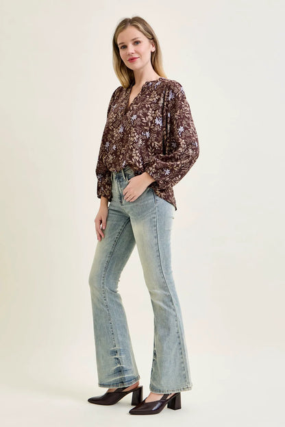 Charlotte Tinted Pin Tack Detail Flare Jeans