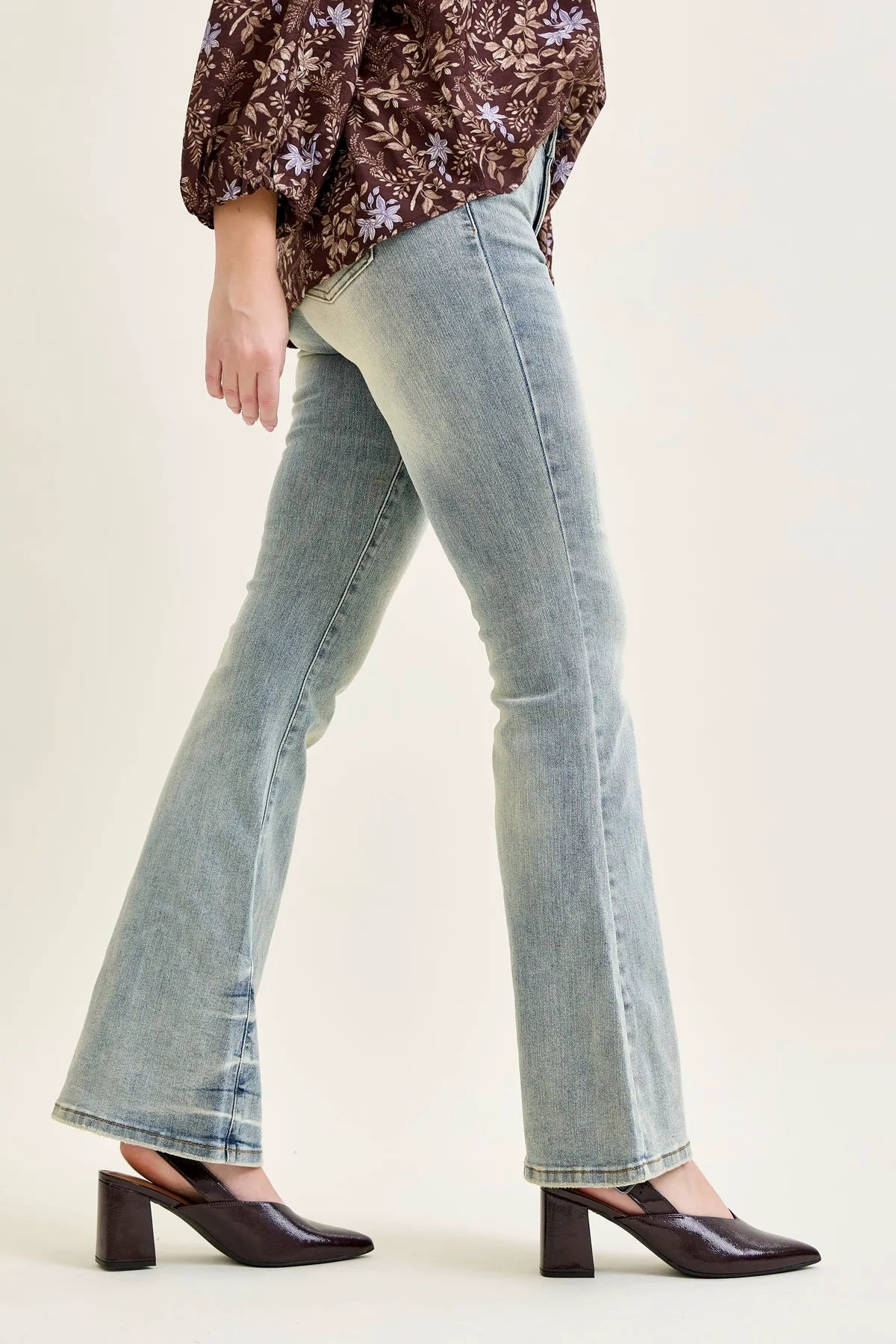 Charlotte Tinted Pin Tack Detail Flare Jeans