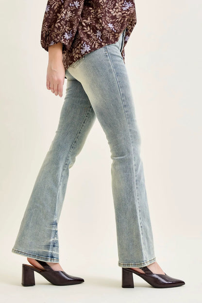 Charlotte Tinted Pin Tack Detail Flare Jeans