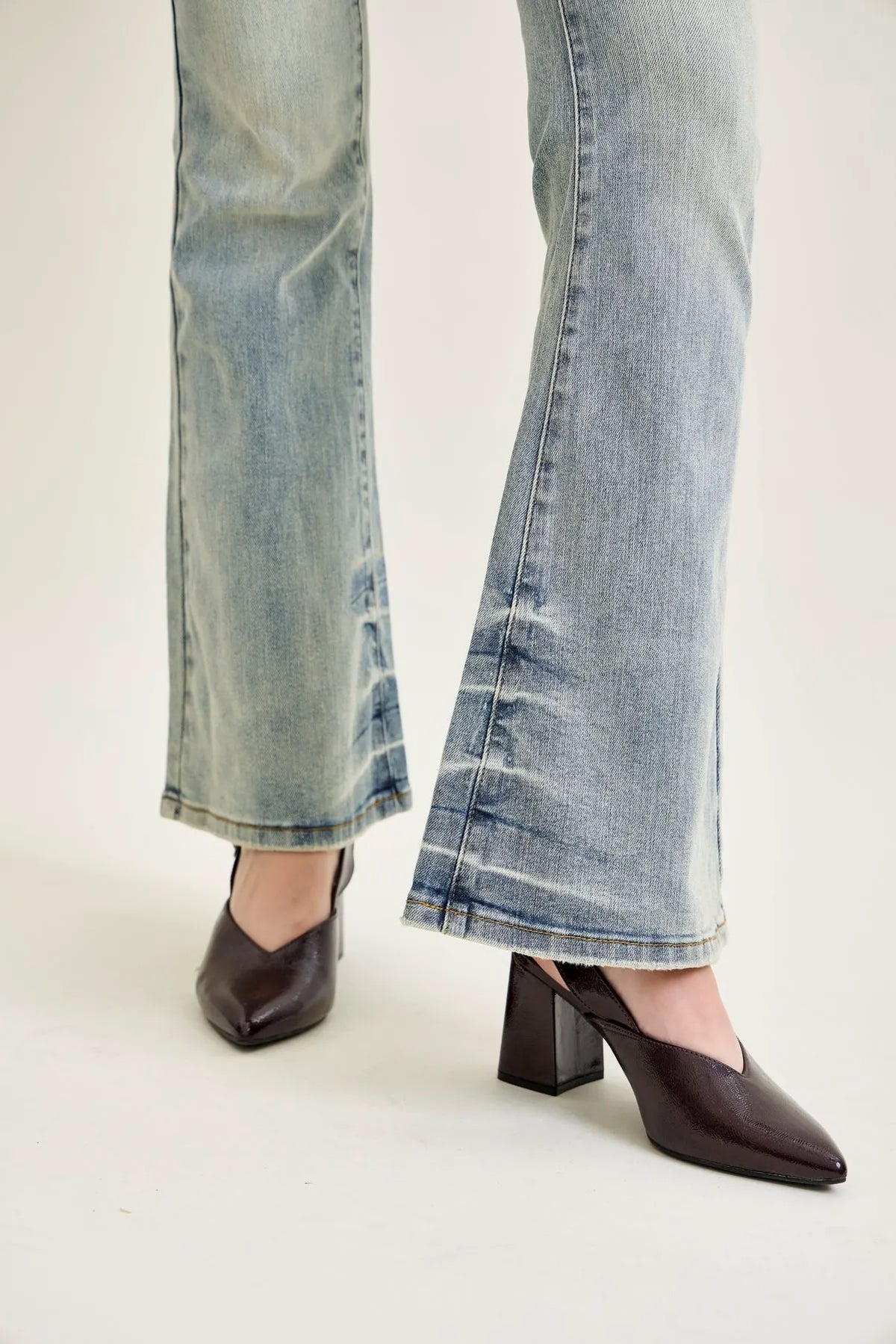 Charlotte Tinted Pin Tack Detail Flare Jeans