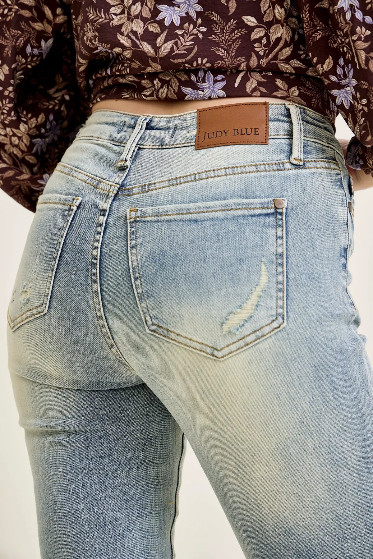Charlotte Tinted Pin Tack Detail Flare Jeans