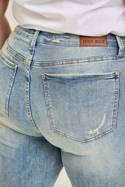 Charlotte Tinted Pin Tack Detail Flare Jeans - PLUS