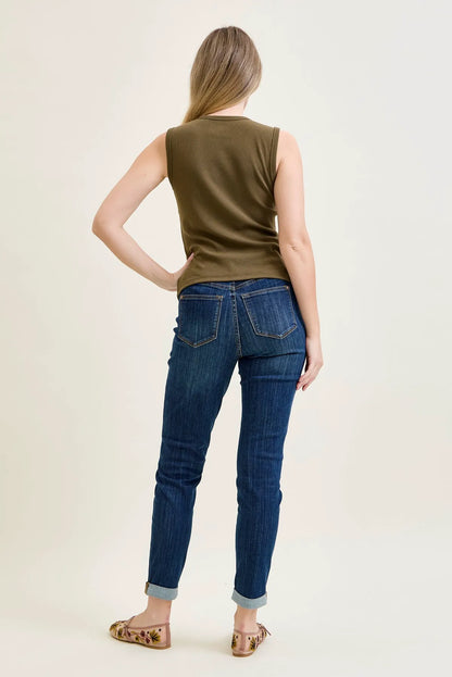 Lara Pull On Double Cuffed Slim Jeans