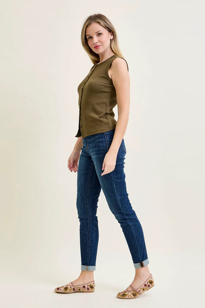 Lara Pull On Double Cuffed Slim Jeans