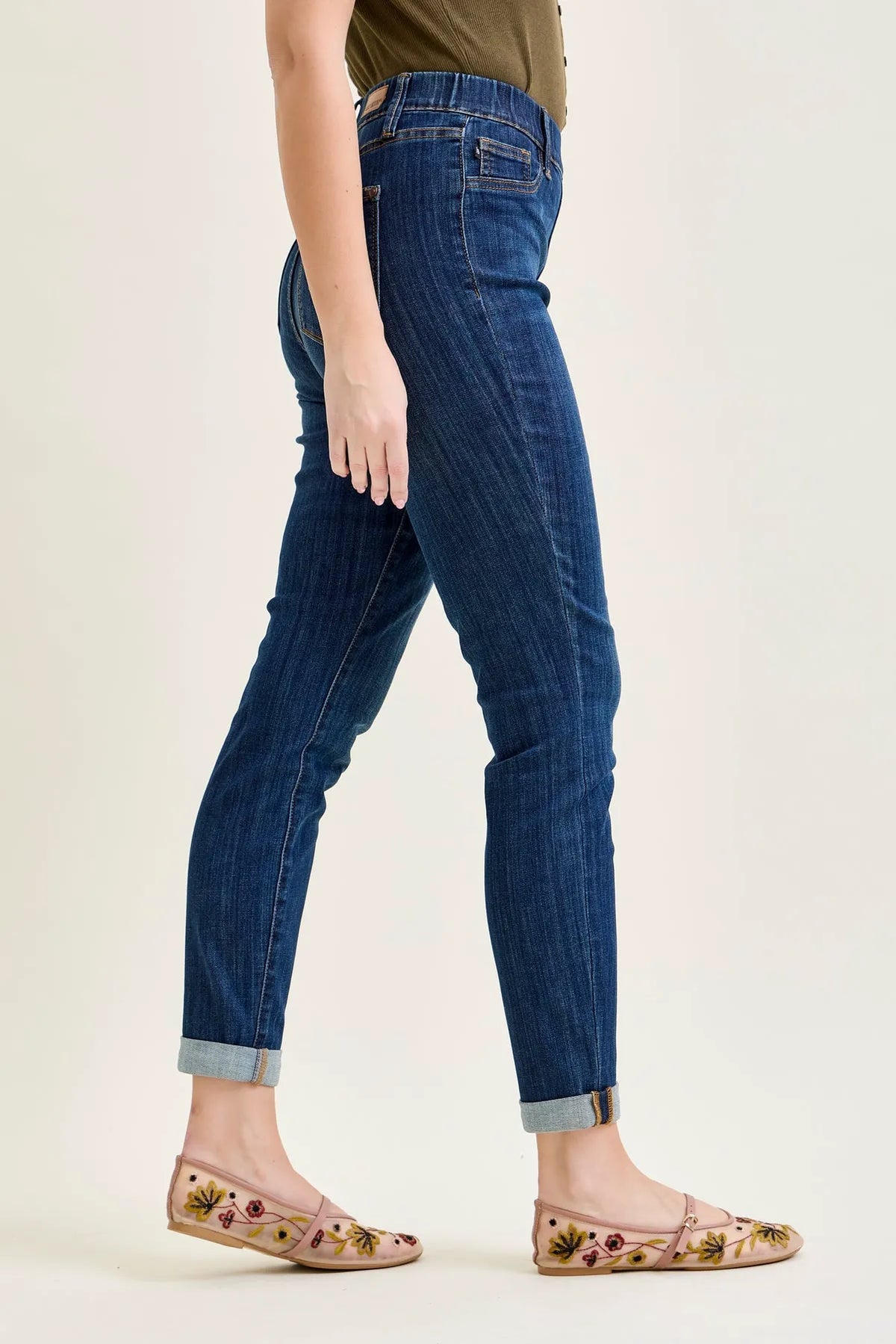 Lara Pull On Double Cuffed Slim Jeans