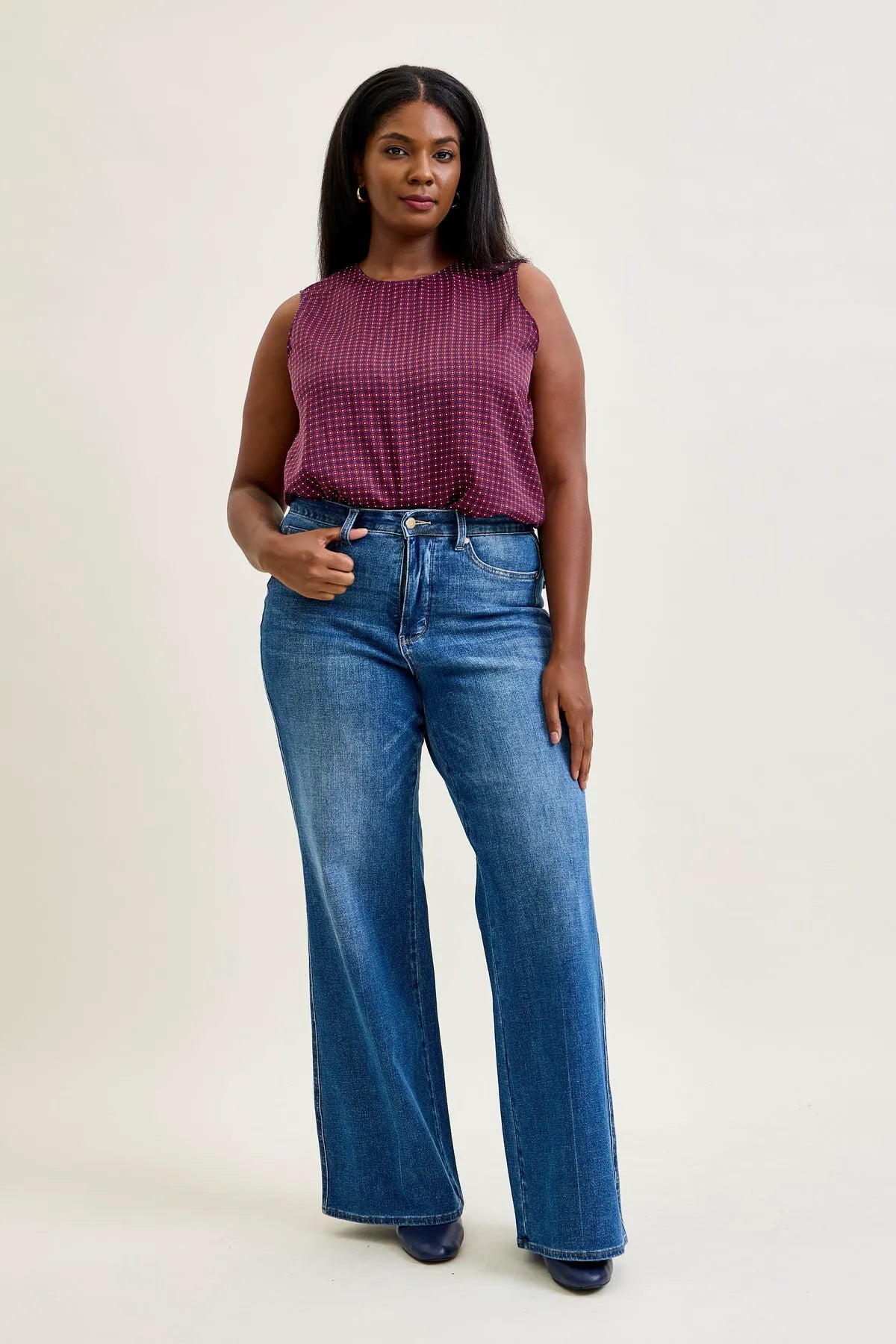 Lux Tummy Control Retro Wide Leg Jeans - PLUS