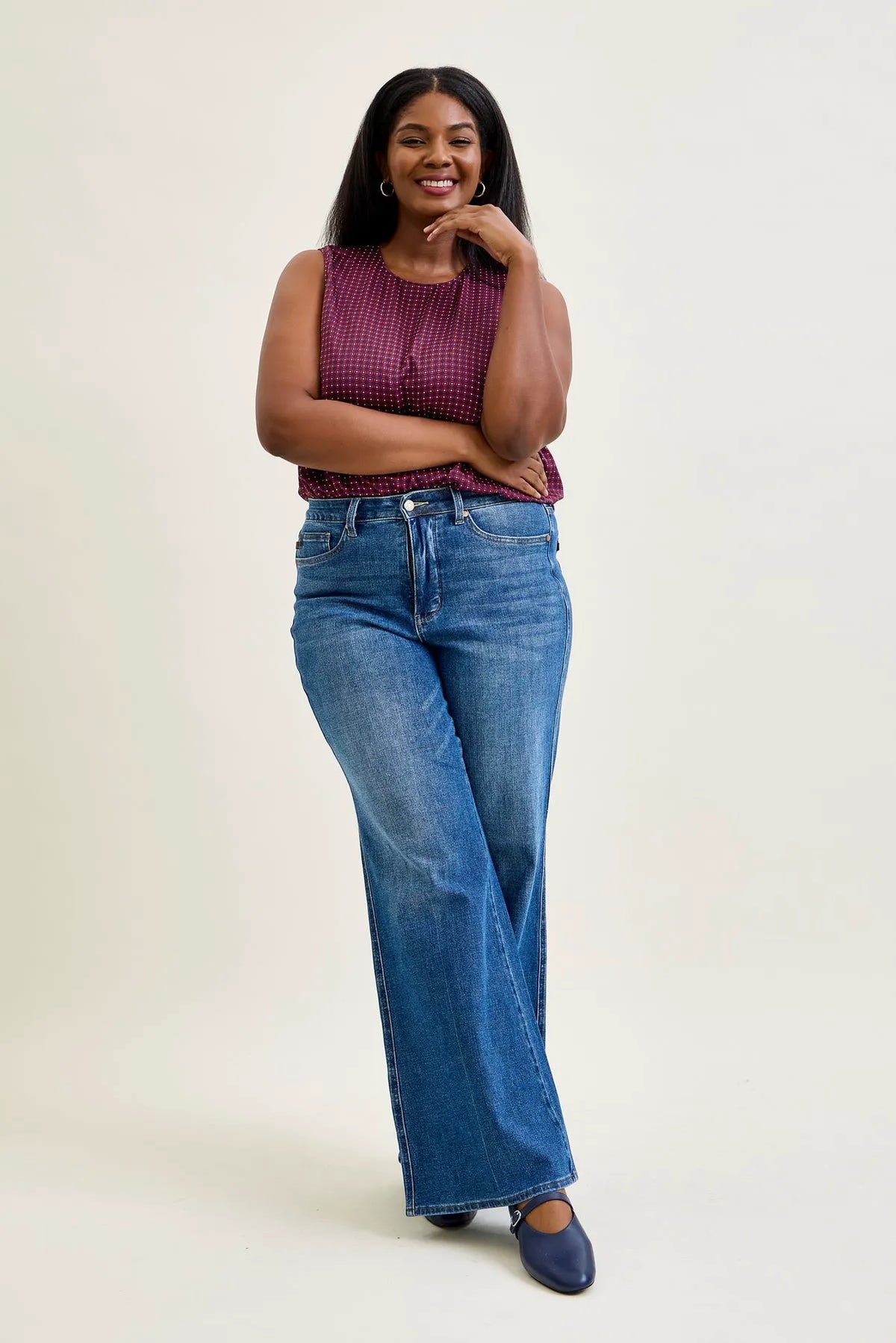 Lux Tummy Control Retro Wide Leg Jeans - PLUS