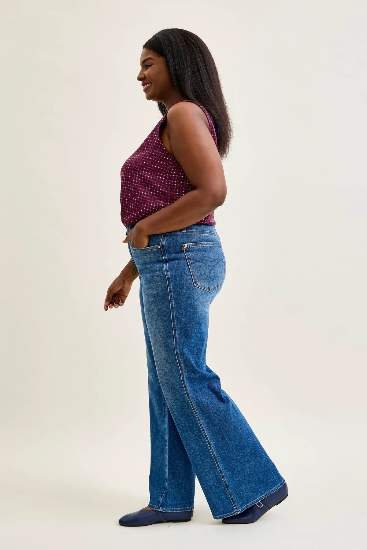 Lux Tummy Control Retro Wide Leg Jeans - PLUS