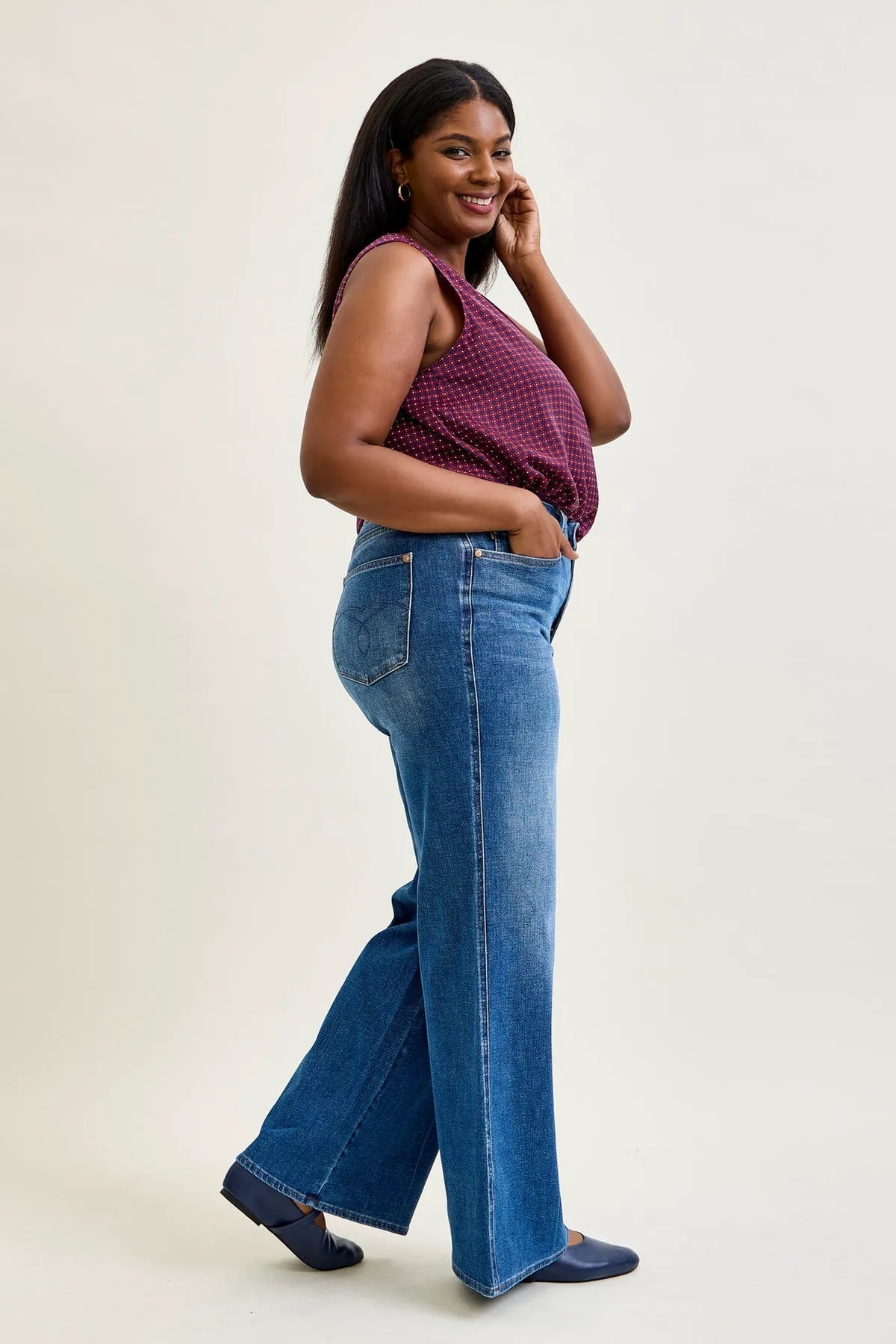 Lux Tummy Control Retro Wide Leg Jeans - PLUS