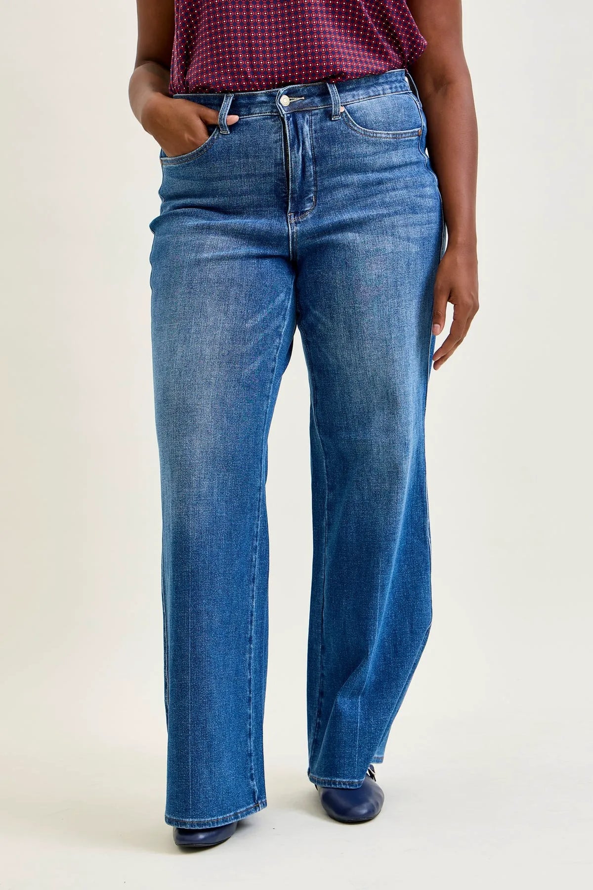 Lux Tummy Control Retro Wide Leg Jeans - PLUS