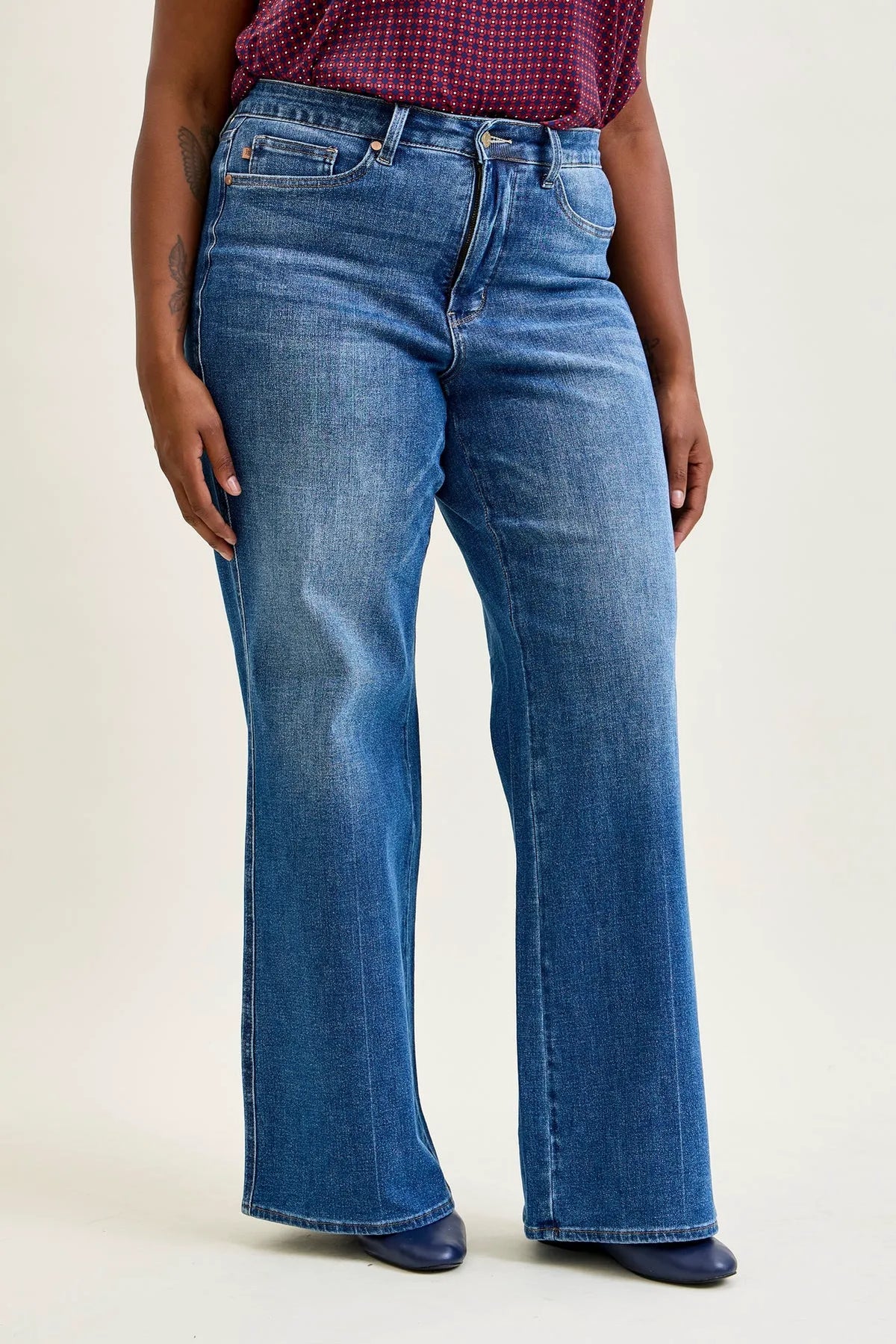 Lux Tummy Control Retro Wide Leg Jeans - PLUS