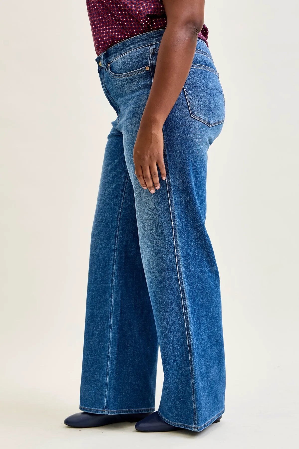 Lux Tummy Control Retro Wide Leg Jeans - PLUS
