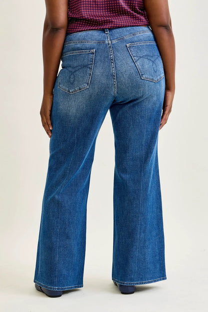 Lux Tummy Control Retro Wide Leg Jeans - PLUS
