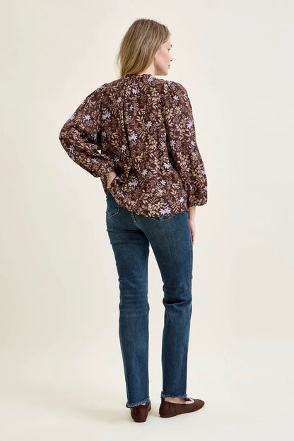 Kimberly Button Fly Hem Distressed Straight Jeans