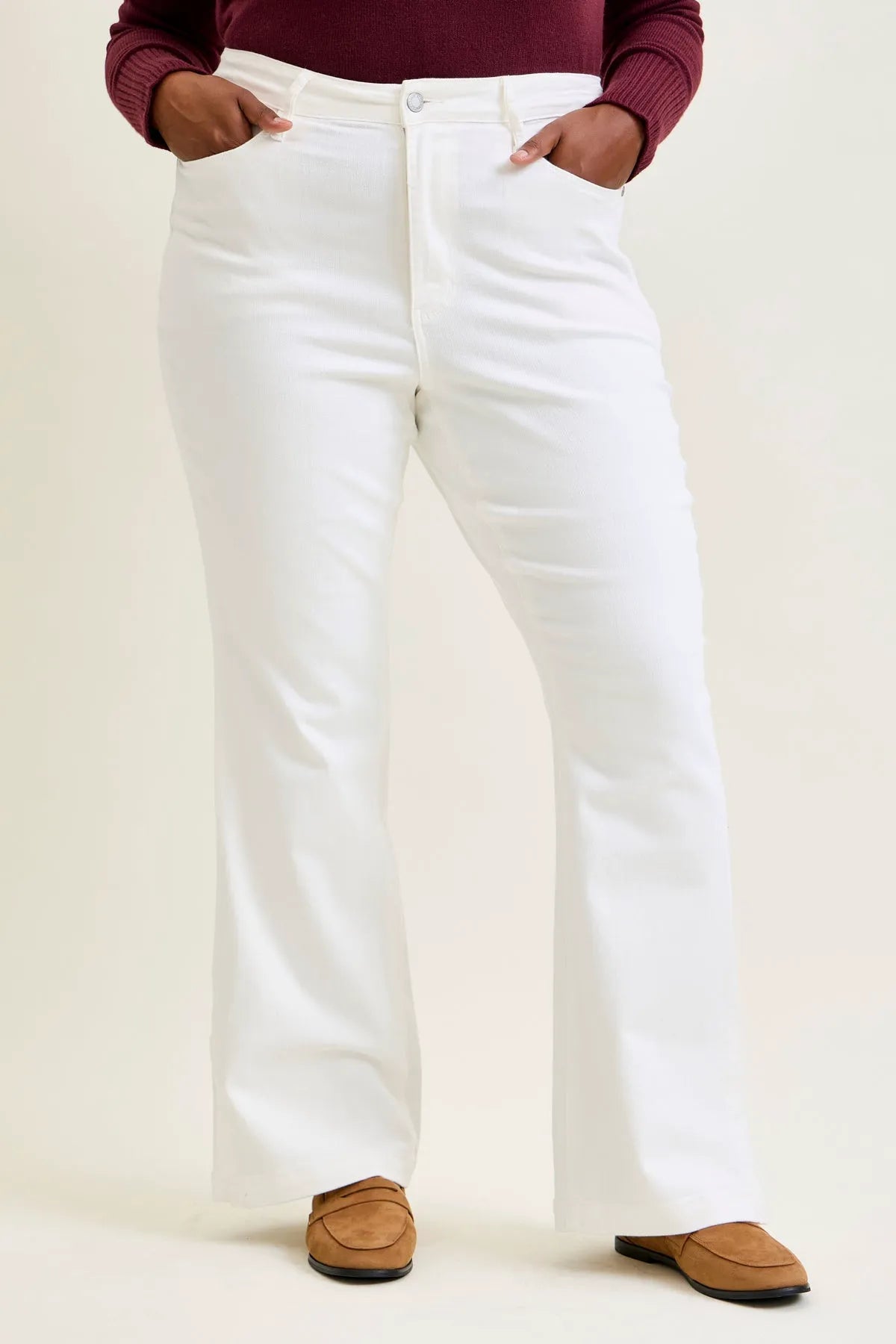 Lara White Slim Boot with Side Slit - PLUS