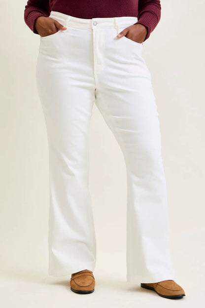 Lara White Slim Boot with Side Slit - PLUS