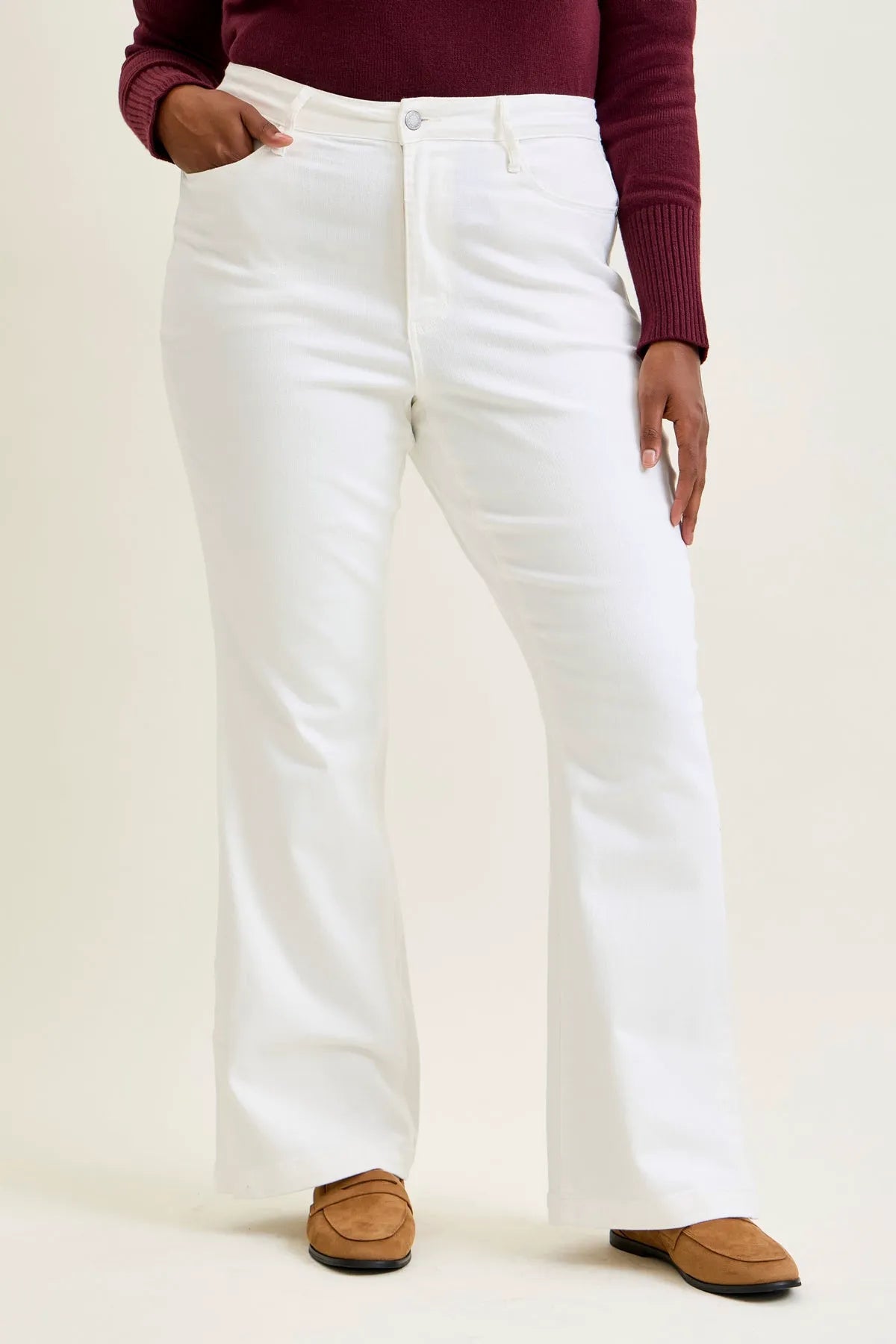 Lara White Slim Boot with Side Slit - PLUS