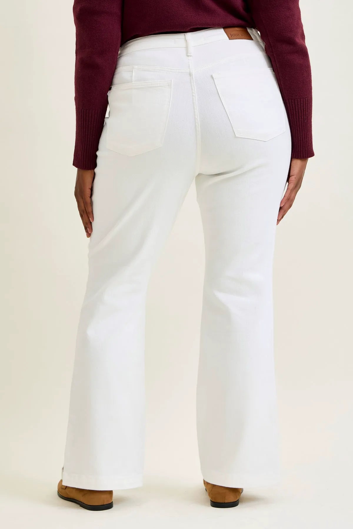 Lara White Slim Boot with Side Slit - PLUS