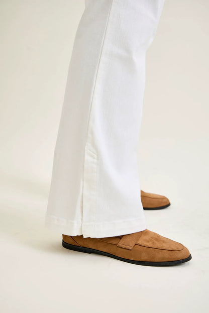 Lara White Slim Boot with Side Slit - PLUS